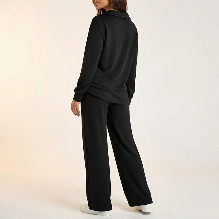 Velaire™ – V Neck Blouse and Wide Leg Pants Set