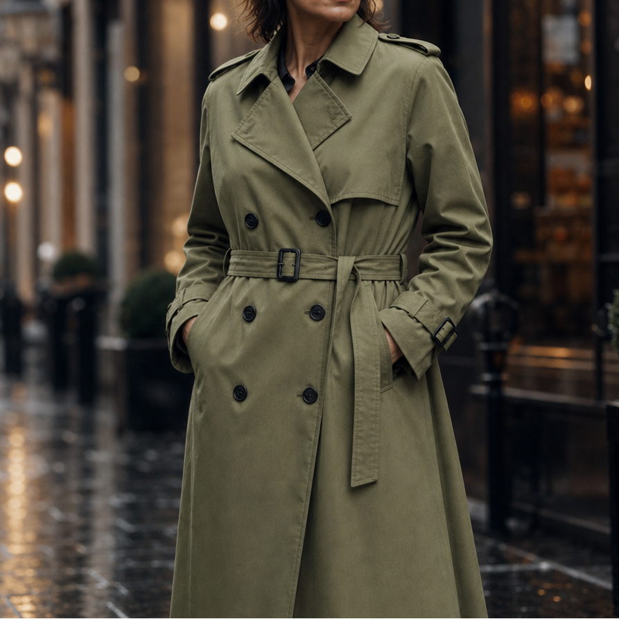 Mayfield – Double-Breasted Belted Long Trench Coat