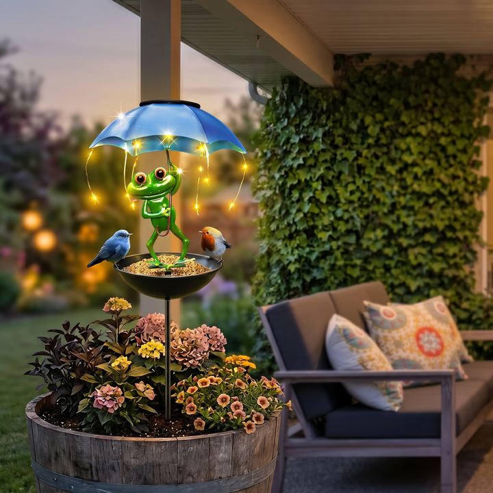 Magic Frog™ – Solar Garden Lamp with Bird Feeder