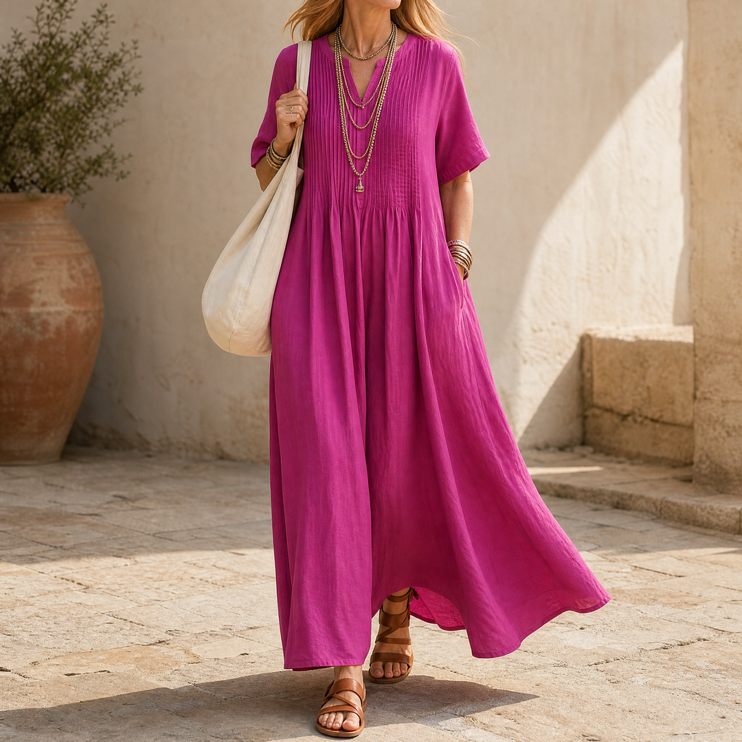 Wren™ – Pin-Tuck Maxi Dress with Pockets