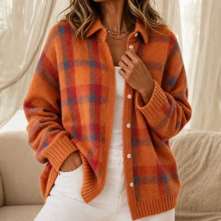 Tesa Check – Retro Check Knit Cardigan