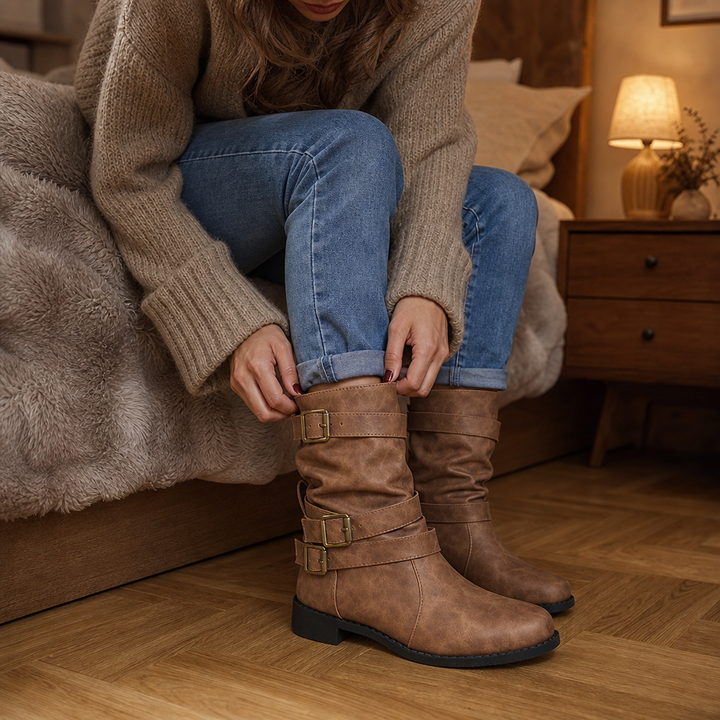 Bootara – Slouchy Buckle Mid-Calf Boots