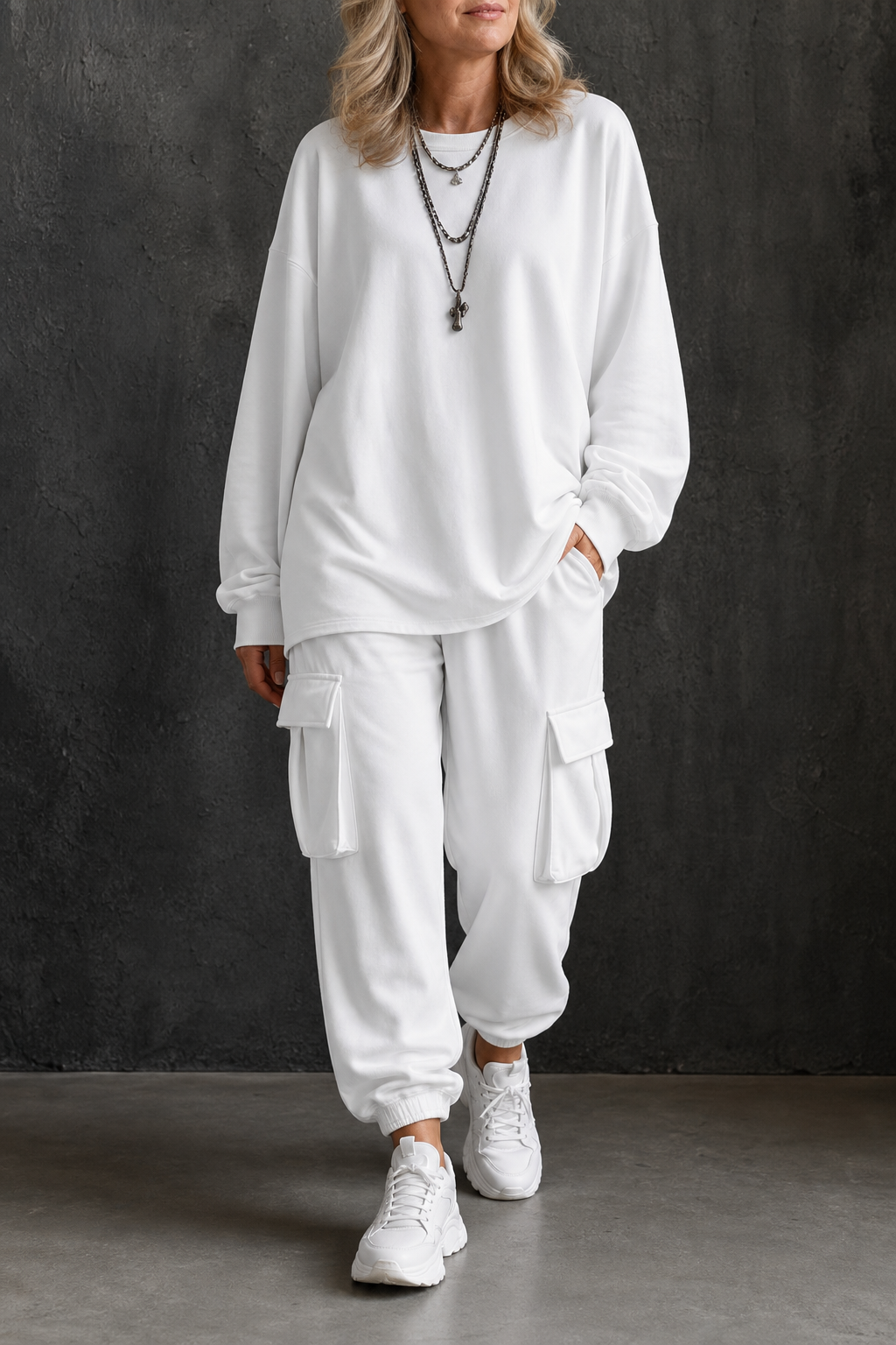 Dayworn – Round Neck Top And Cargo Pants Set