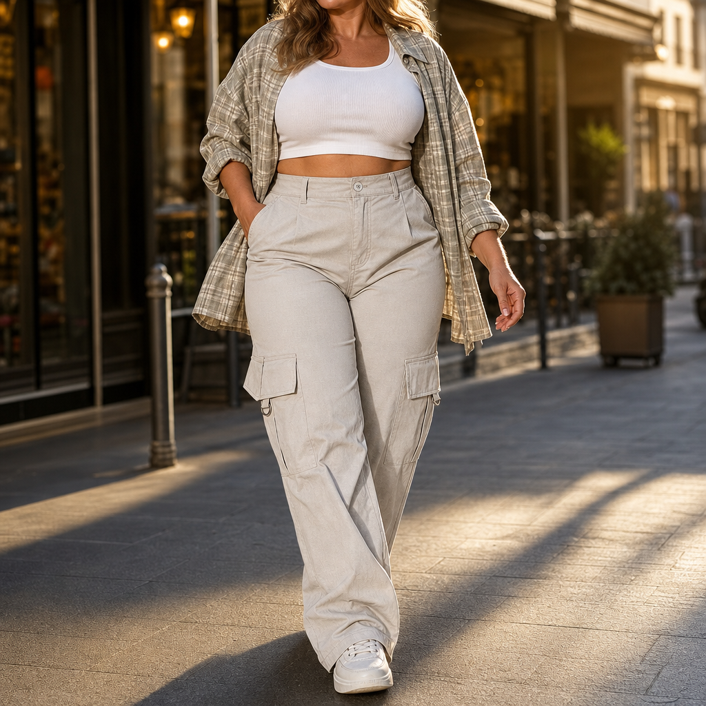 Waistline – High-Waisted Straight-Leg Cargo Pants