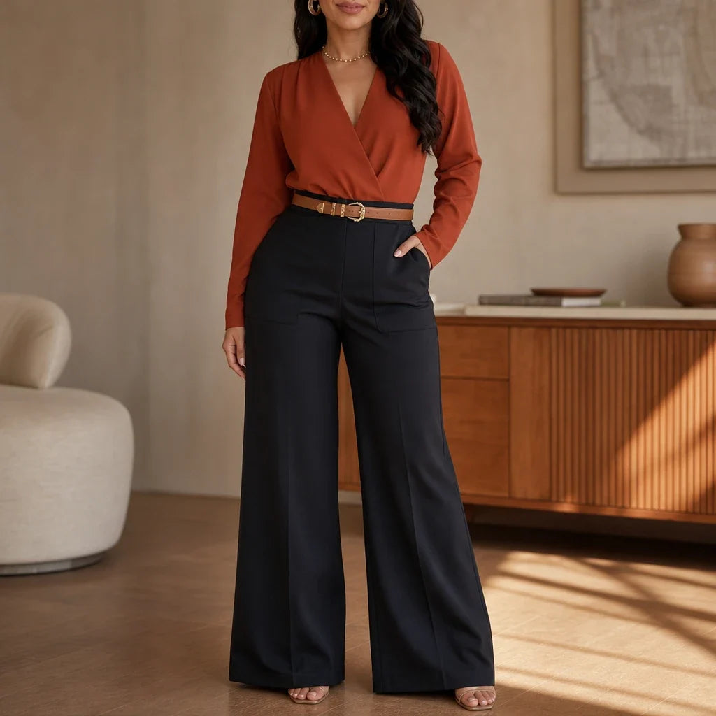 Vela Trousers – High-Waisted Wide-Leg Suit Trousers
