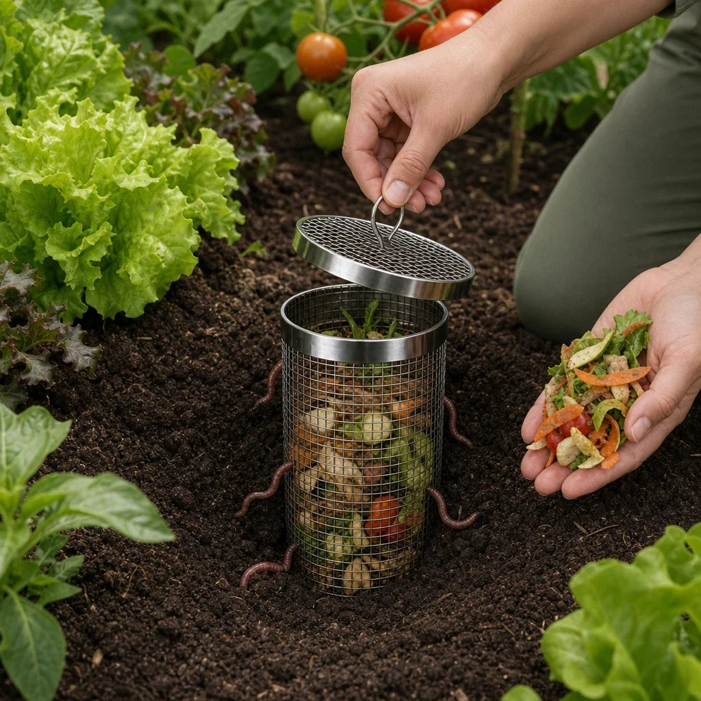 RootCycle – Stainless Steel In-Ground Worm Composting Tube
