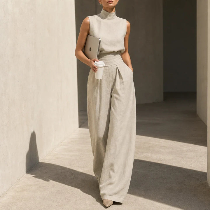 Wearbella – Pleated High-Waist Wide-Leg Pants Set