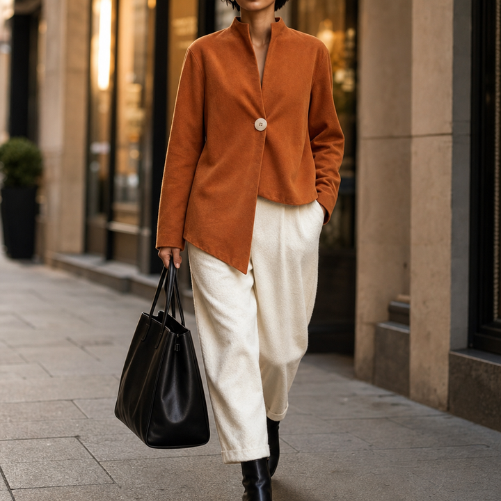 Overa – Burnt Orange Asymmetrical Statement Jacket