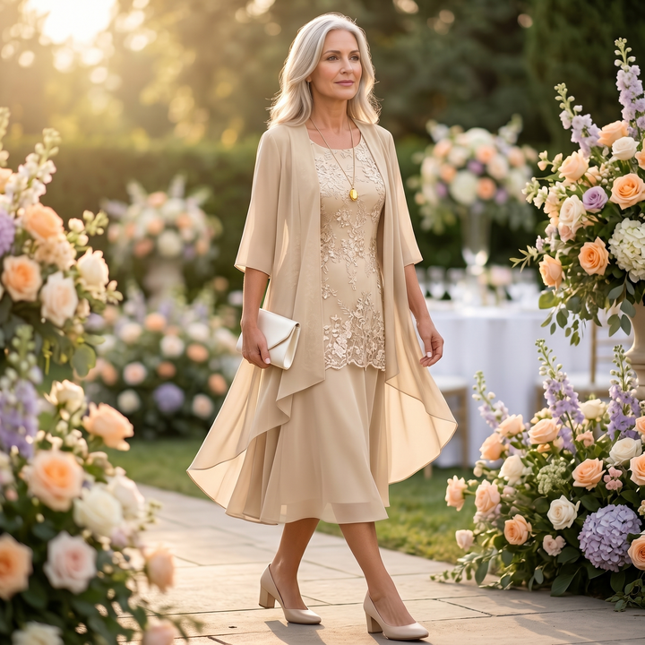 Florenza™ – Elegant Lace and Chiffon Dress Set