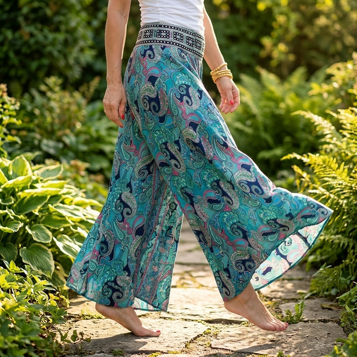 Solara™ – Flowy Paisley Palazzo Pants