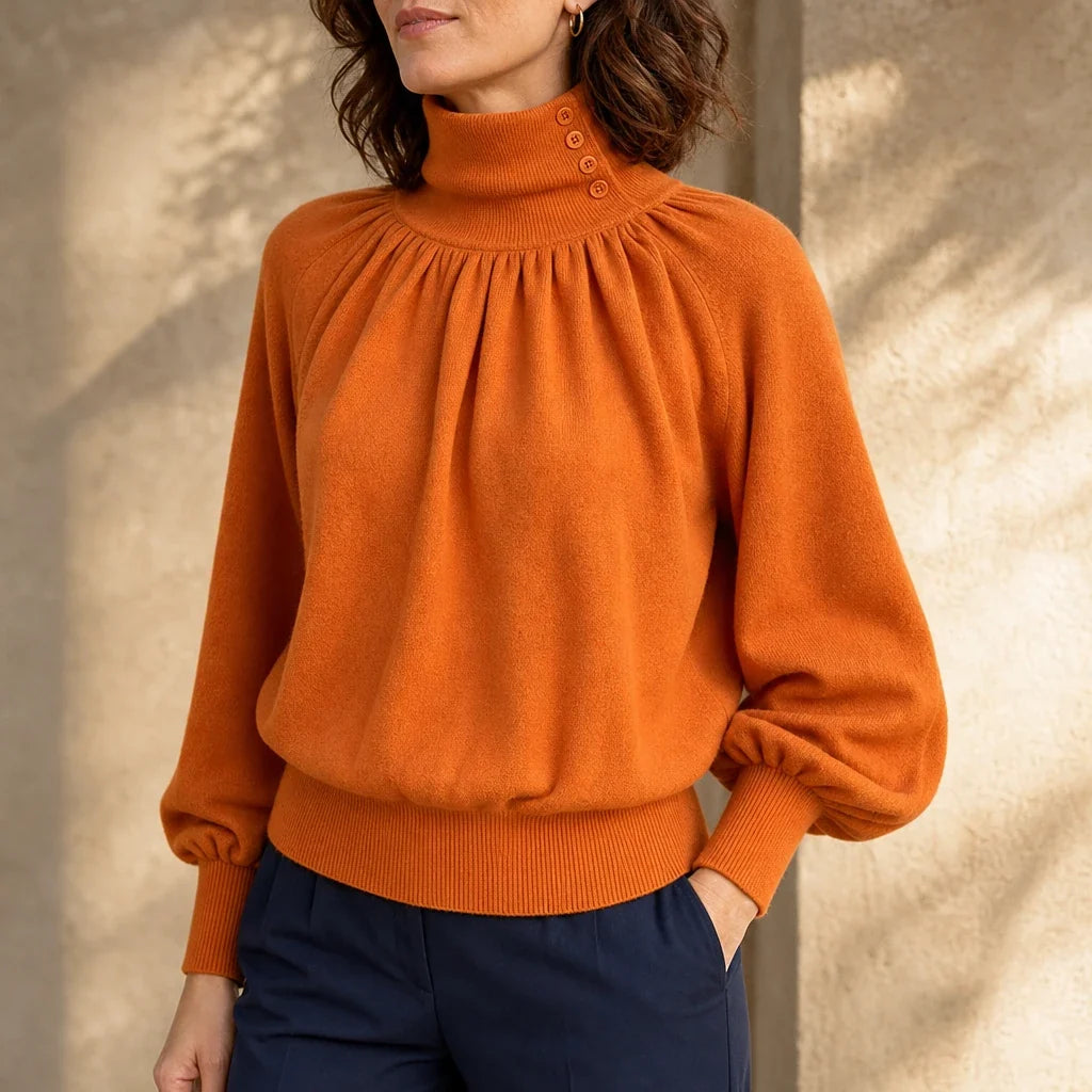 Pleata – Pleated Shoulder Lantern Sleeve Sweater