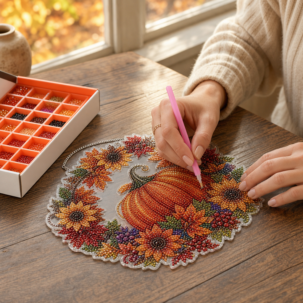 Glimmerwreath – Pumpkin & Floral Diamond Painting Wreath Kit