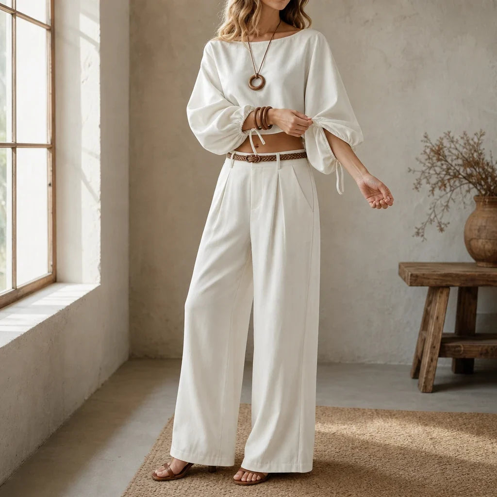 Setluna – Crop Top And Wide-Leg Trouser Set