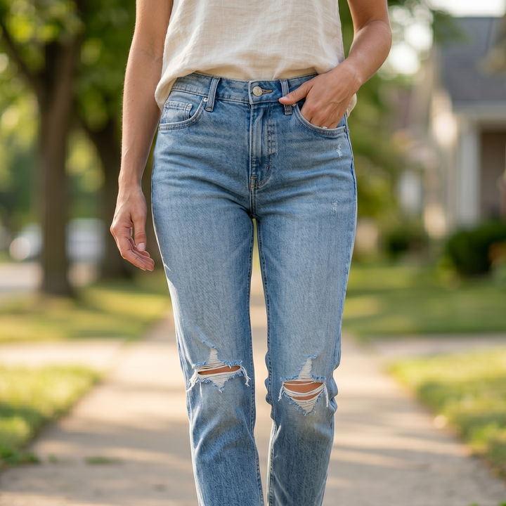 Wearbella™ – Frayed Hem 7/8 Jeans