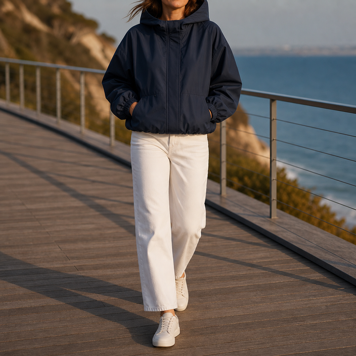 Veluna – Sculpted Balloon-Hem Lightweight Windbreaker