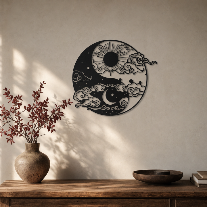 Solstice Balance – Yin Yang Sun And Moon Metal Wall Décor