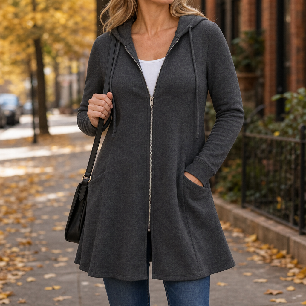 Wrapella – Hooded Longline Full-Zip Jacket