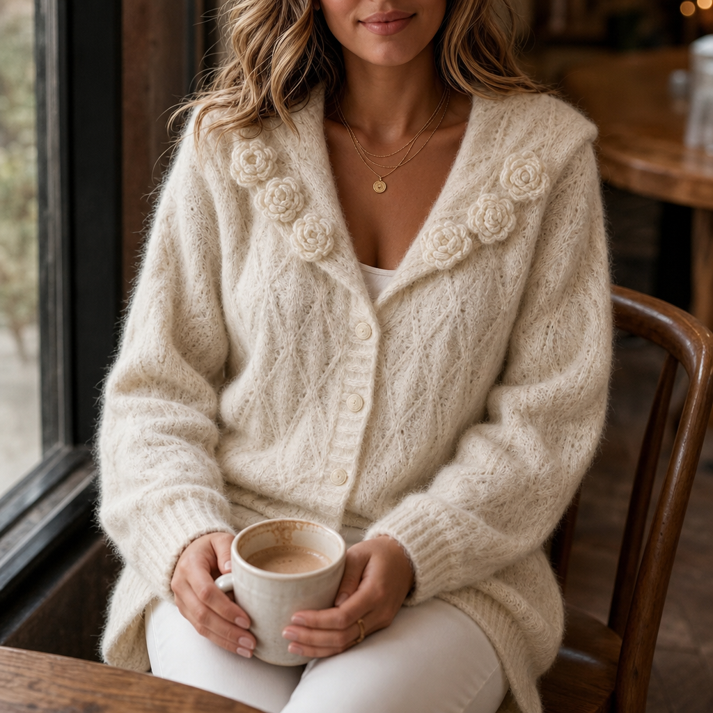 Sailmara – Sailor Collar Crochet Knit Cardigan