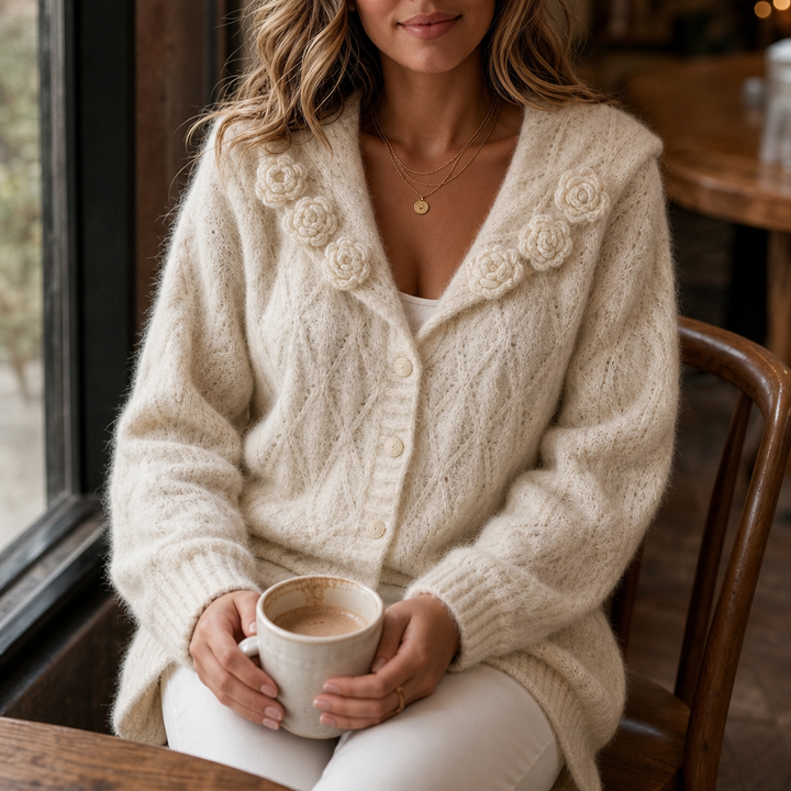 Sailmara – Sailor Collar Crochet Knit Cardigan