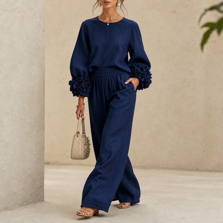 Cufflora – Floral Cuff Wide-Leg Two-Piece Set