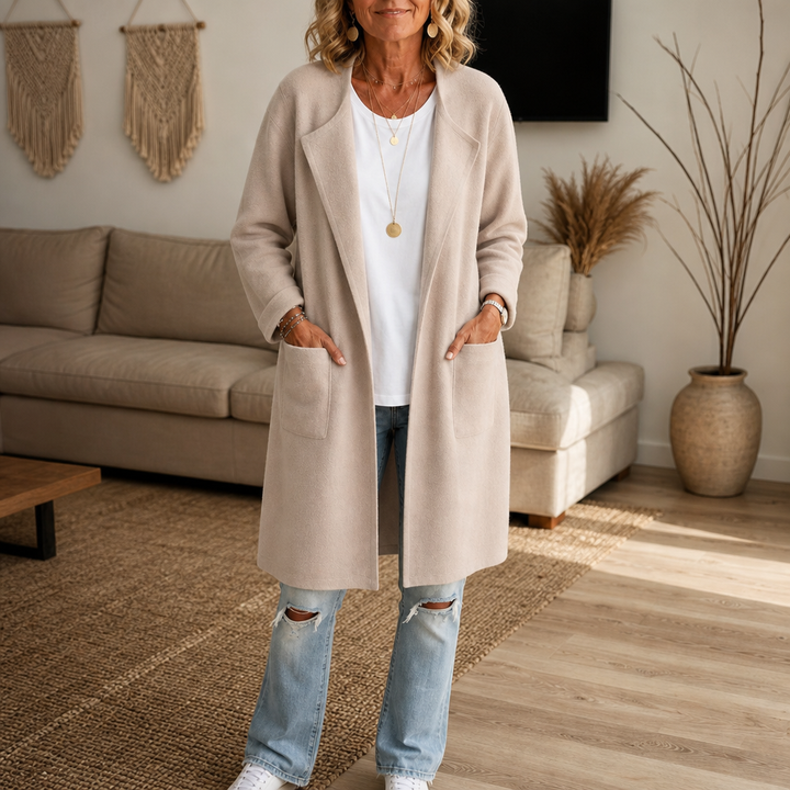 Wrapelle – Open-Front Longline Knit Cardigan Coat