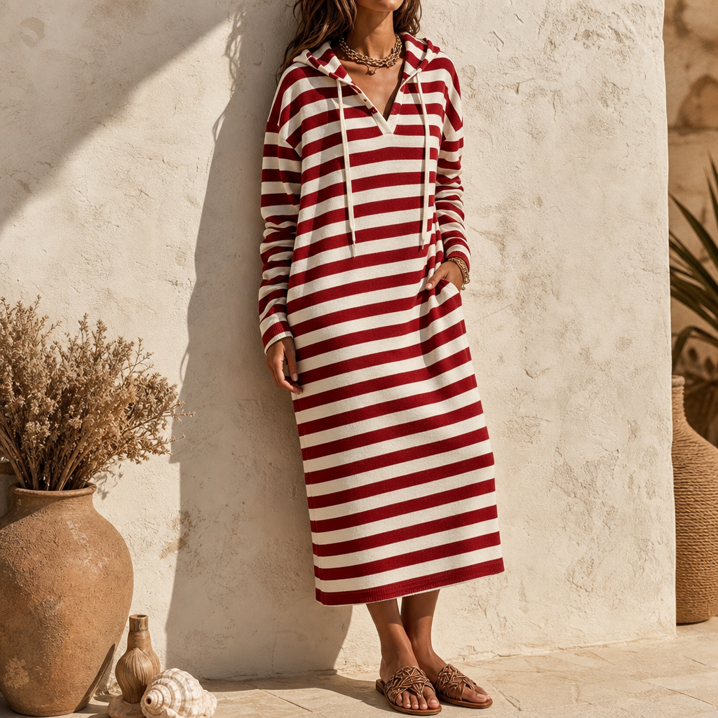 Wearbella – Striped Hooded Maxi Dress