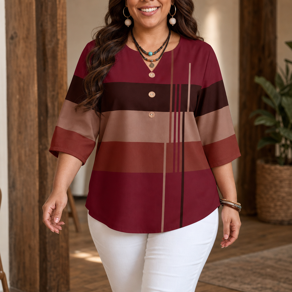 Wearbella – Colorblock Curved-Hem Relaxed Top