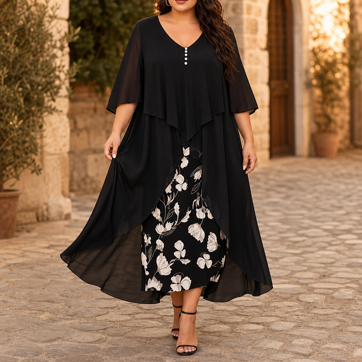 Wearbella – Fake Two-Piece Asymmetrical Hem Chiffon Dress