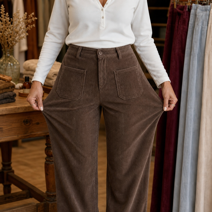 Lunetta Pants – High-Waisted Stretch-Waist Wide-Leg Trousers
