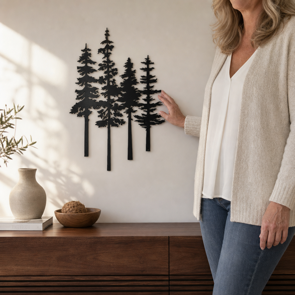 Duskgrove – Dimensional Pine Trees Metal Wall Art
