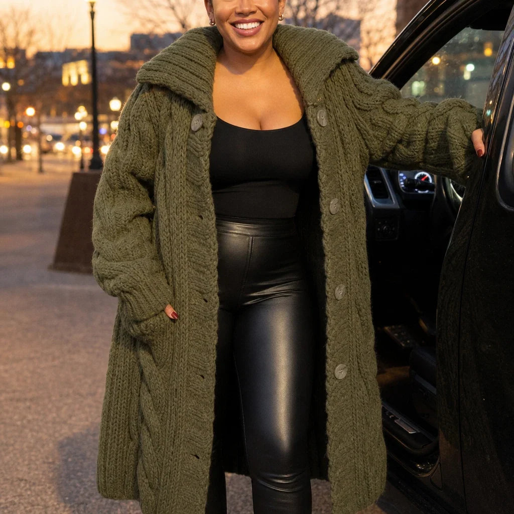 Cable & Clover – Chunky Cable-Knit Oversized Cardigan