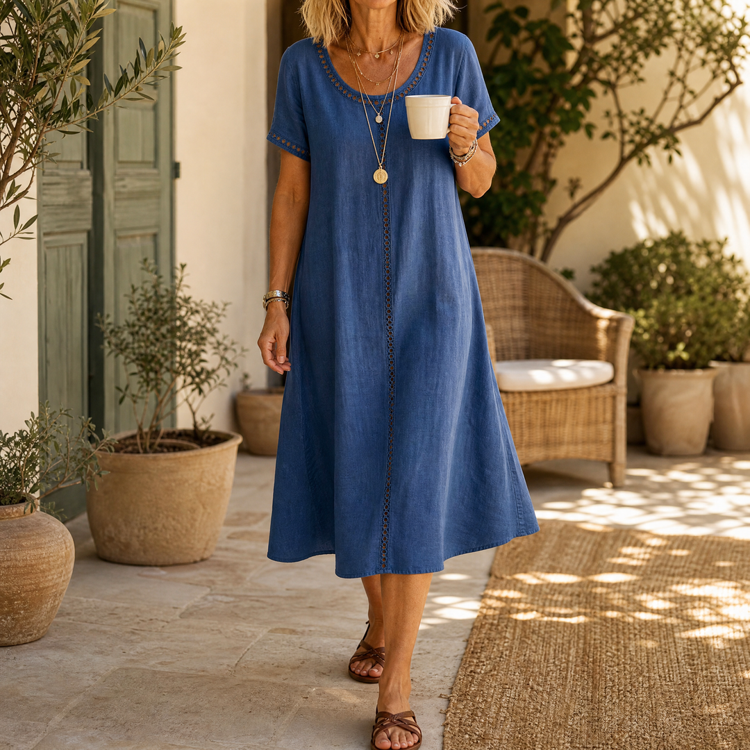 linen eyelet dress V Neck Eyelet Dress Womens Cotton Linen Casual Loose Petite A-line Midi Tshirt Dresses Summer Beach Vacation Sundress at Amazon Women's Clothing store