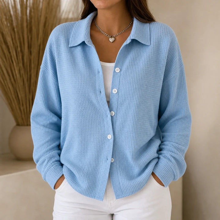 Waffle & Co. – Textured Waffle-Knit Button-Front Shirt Jacket