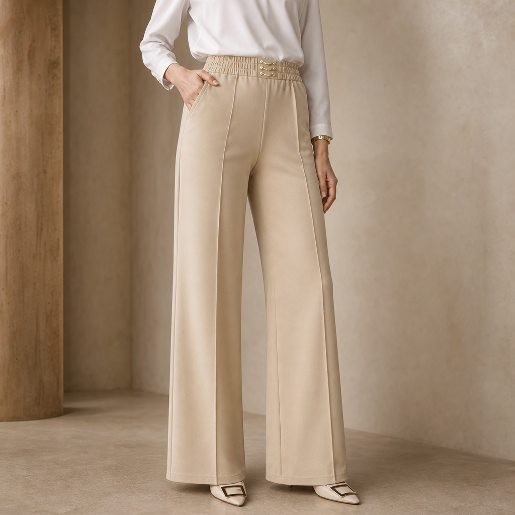 Lineara – Pleated Wide-Leg High-Waist Trousers