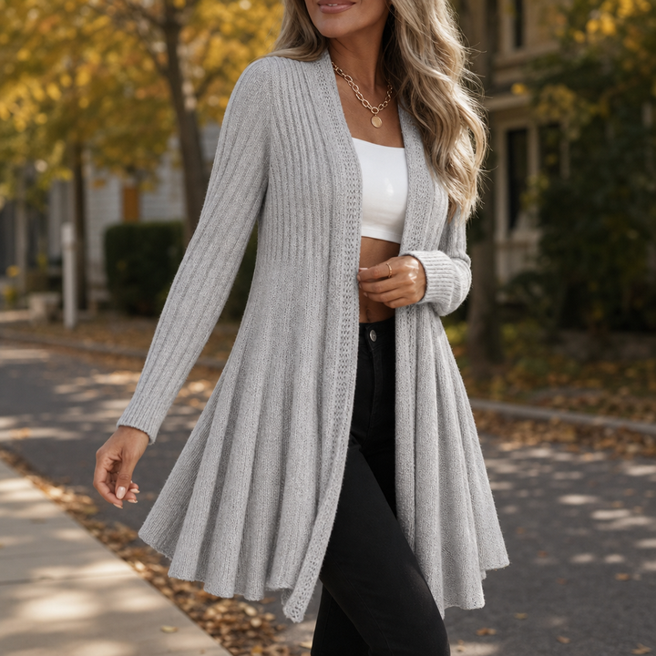 Draperie – Ribbed Open-Front Waterfall Cardigan