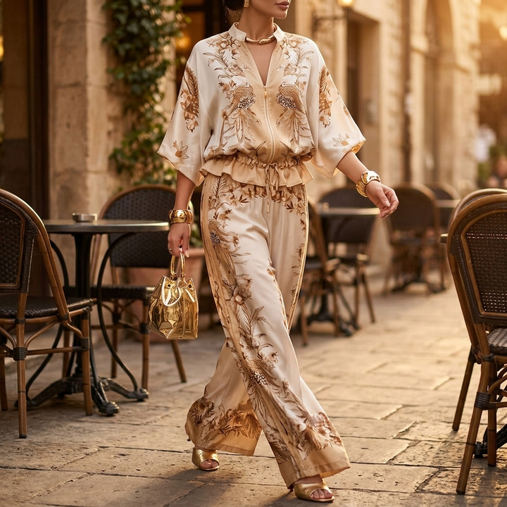 Vivara™ – Floral Kimono Zip Up Set