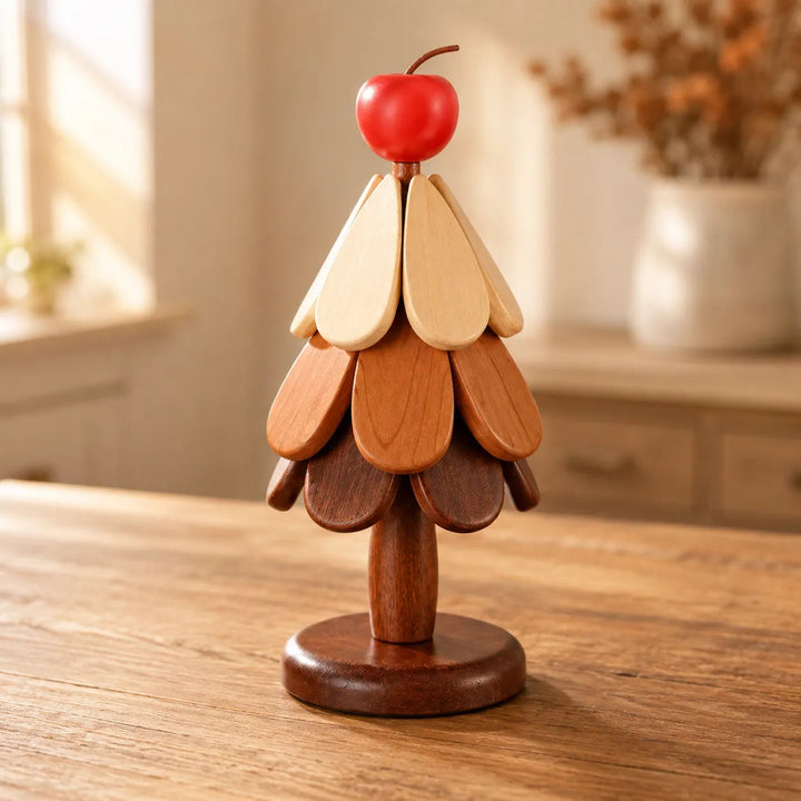 Pinecrest – Wooden Look Christmas Tree Trivet Set with Gravity