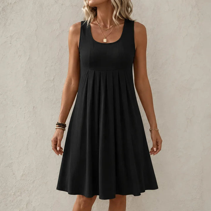 Solelia – Pleated Empire-Waist Sleeveless Summer Dress