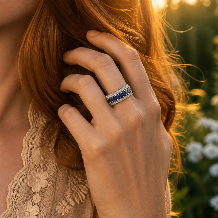 Solenne – Triple-Row Sapphire Eternity Band Ring for Women