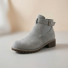 Stridella™ – Suede Look Buckle Ankle Booties