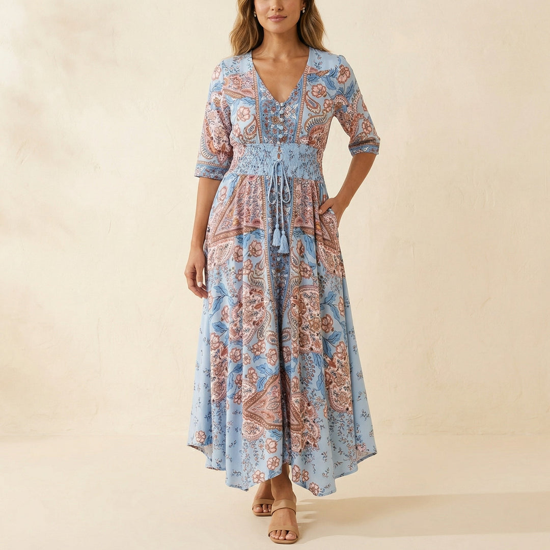 Floressa™ Flowy Floral V Neck Maxi Dress