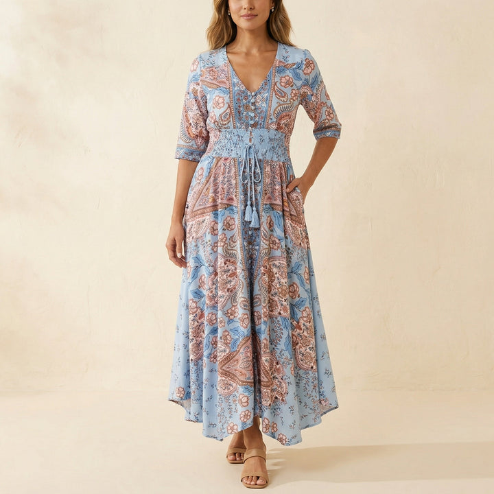 Floressa™ Flowy Floral V Neck Maxi Dress