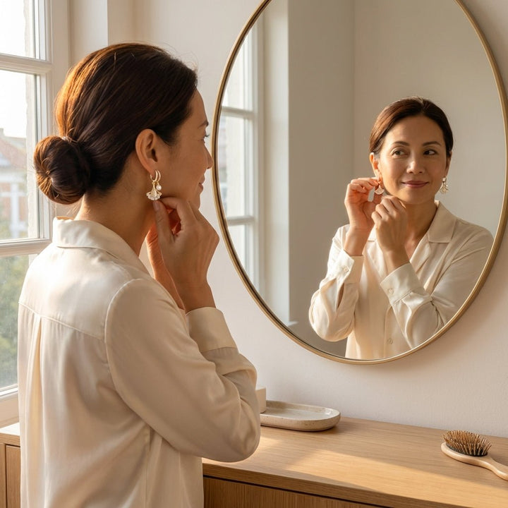 Ginara™ – Crystal Ginkgo Leaf Drop Earrings with Pearl - Lark & Clover