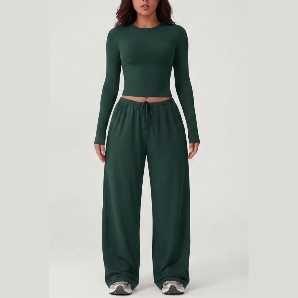 Velaire™ – Soft Crop Top and Wide Leg Pants Set - Lark & Clover