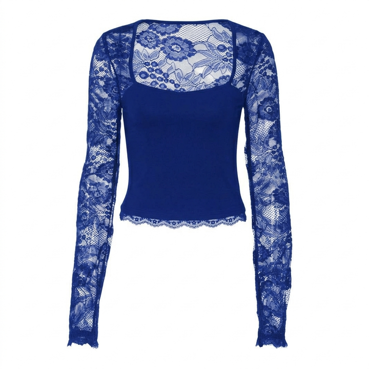 Lacelle™ – Sheer Floral Lace Sleeve Top