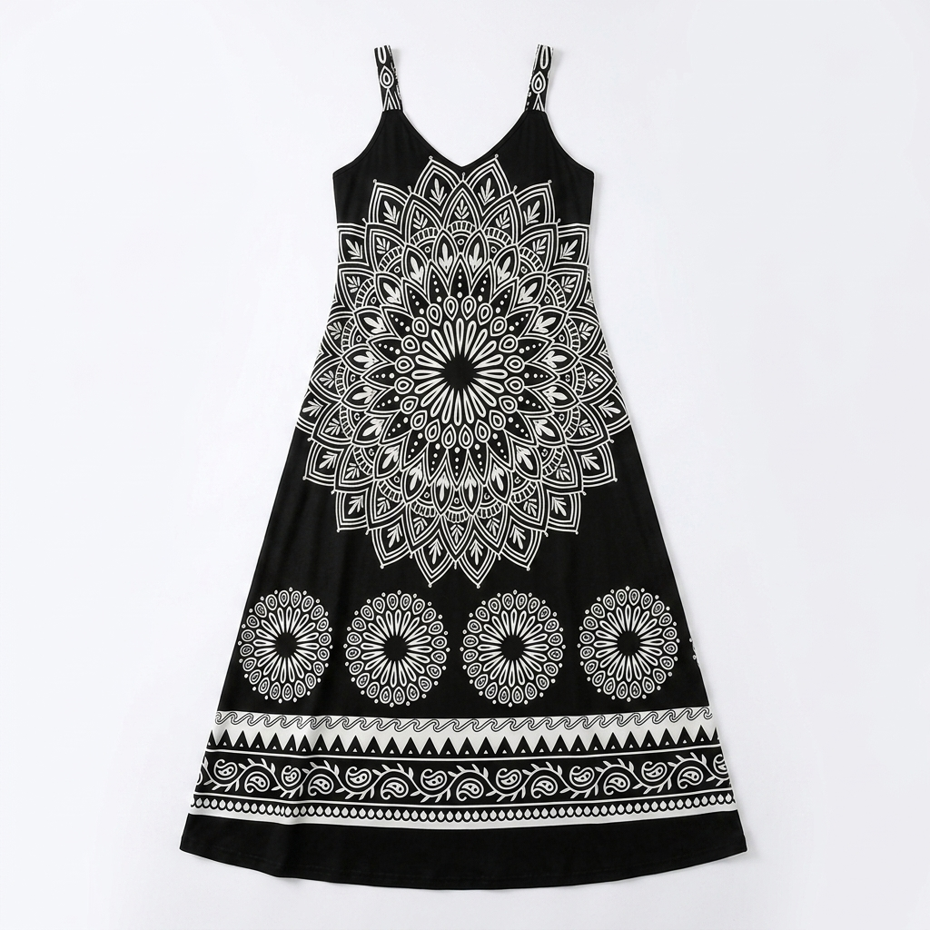Mandara™ – Bohemian Mandala Maxi Dress