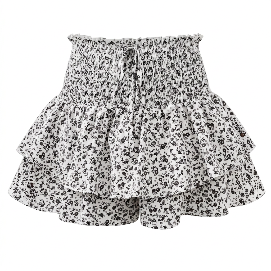 Florelle™ – High-Waist Floral Ruffle Skort