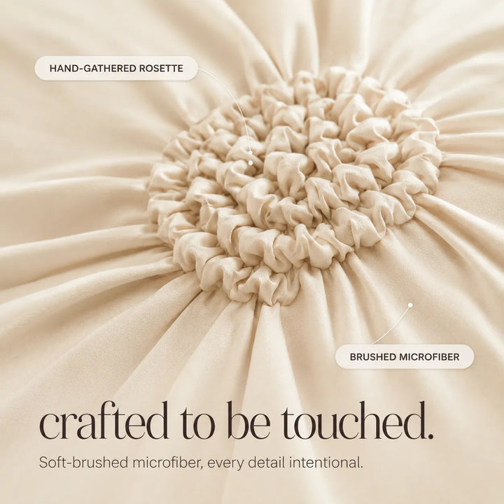 Lunavia – Ivory Tufted Rosette Comforter Cover Set with Shams