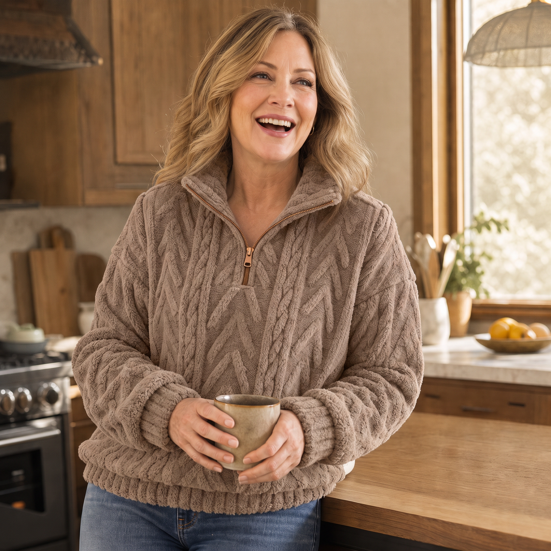 Cable & Cozy – Cable-Knit Quarter-Zip Pullover