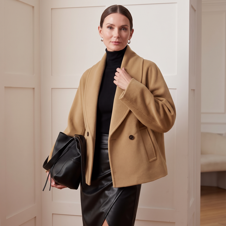 Velaire – Cropped Double-Breasted Batwing Coat